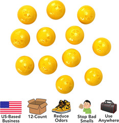 12-Pack Sneaker Shoes Backpack Deodorizer Spheres, Yellow, for Deodorizing Locke