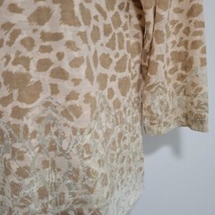 Chico’s Size 0 (S) Ivory Poly Blend Multi Patterned V-neck 3/4 Sleeve Knit Top