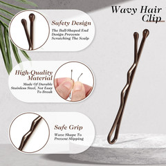 Mini Bobby Pins, 50PCS 1.37 Inch Small Wavy Hair Pins Metal Hair Clip Hairpins f
