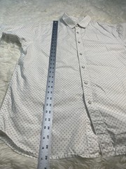 Howe Men’s Geometric Pattern Cotton Snap Shirt White Black Short Sleeve L