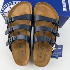 Birkenstock Florida Soft Footbed Birko-Flor Leather Unisex Sandals Black/Blue