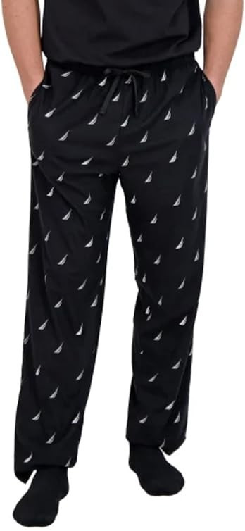 Nautica Men’s One-Piece Garment Fleece Pajama Pants, Black, Size M