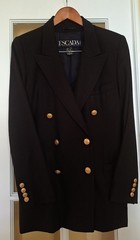 Escada by Margaretha Ley Double-Breasted Blazer Jacket Gold Buttons Size 40