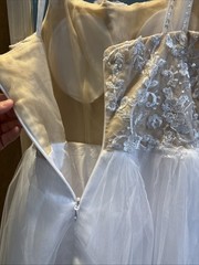 Size 4-6 A Line Appliqué Illusion Corset Wedding Dress With High Slit