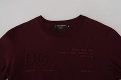 DOLCE & GABBANA T-Shirt Maroon Printed Short Sleeves Men Top IT42/US32/XXS $750