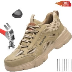 Mens Mesh Safety Shoes Steel Toe Work Boots Indestructible Lightweight Sneakers