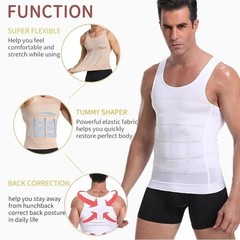 Mens Slimming Body Shaper Belly Chest Compression Vest Girdle T-Shirt Tank Top
