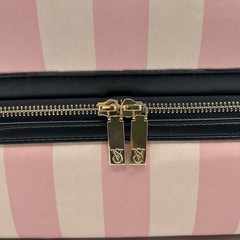 Victoria’s Secret Iconic Stripes Large Weekender Tote Pink Bag Black Straps NWT