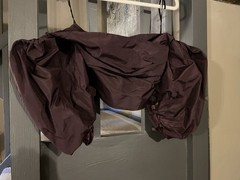 IBlues Italy Burgundy Satin Off Shoulder Crop Top Sz IT 42 UK 10