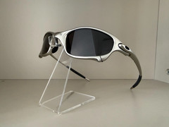 Oakley Juliet 1.0 X Metal Sunglasses Vintage Silver Frame Black Polarized Lens