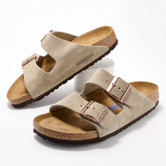 Birkenstock Arizona Taupe Soft Footbed Suede Leather Sandal Unisex Shoes
