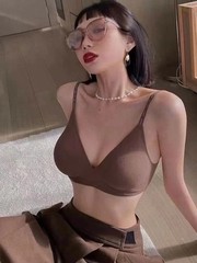 Sujetador Push Up sin aros mujer Bralette sin costuras Deep V Lencería Sexy