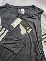 NWT Black & Grey/Gray Adidas 3/4-Sleeve T-Shirt, Sz S