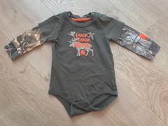 Carhartt Baby Boys 9M Bodysuit Duck Duck Goose Green Brown Camo Long Sleeve