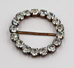 Vintage Brass with Seventeen 6mm Crystal Rhinestones Belt Buckle 2.25 Inches