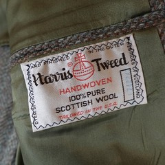 Vintage Harris Tweed Jacket Mens 38 Brown Herringbone Blazer Sport Coat USA 80s