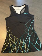 Fila Black Racerback Tank with Teal & Yellow Geometric Lines size extra small