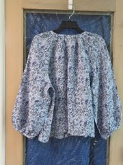 a.n.a Blue Floral Peasant Blouse