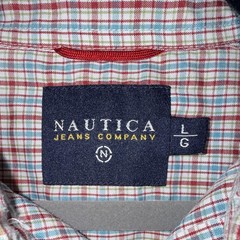 Nautica Jeans Company Men’s L Plaid Multi-Color Short Sleeve Pocket Button-Up