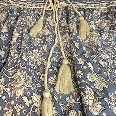 R Vivimos Midi Dress 2XL Blue Floral Tassels Cottage Milkmaid Boho Peasant