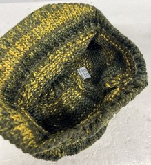 Beanie Stocking Cap w Visor Bill Knit Skull Hat Brim Green 100% Acrylic NEW