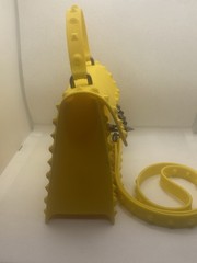 Yellow Studded Satchel Top Handle Bag w/ Detachable Strap, Latch, Silver HW