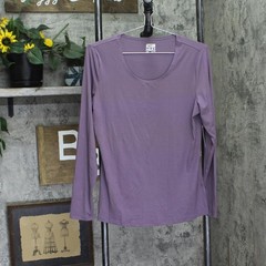 32 Degrees Womens Long-Sleeve Scoop Neck Top Fig Purple L
