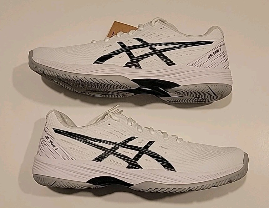 ASICS Gel Game 9 Mens Shoes White Black 1041A337-100 New Size 9.5 READ DESCR.
