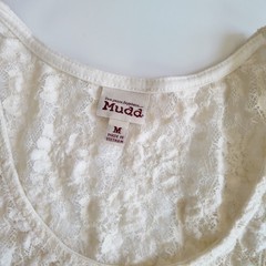 Y2K Mudd white lace flowy top size medium vintage 2000s BOHO