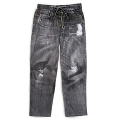 Collections Etc Mens Distressed Faux Dark Denim Soft Cotton Lounge Pant – Drawst