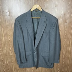 Towncraft 2 Piece Suit Mens 46R 40×29 Gray Striped Polyester Worsted Wool Pants