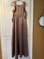 WHBM White House Black Market Metallic Gold Bronze Satin Gown Dress Sz 8 NWT