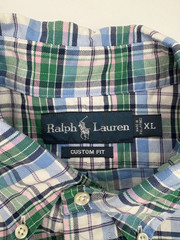 Ralph Lauren VTG Men’s Custom Fit Blue Pink Plaid L/S Button Down Shirt, XL