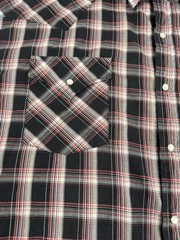 Plains Western Mens Big Man Pearl Snap Short Sleeve Shirt Size 3X Black Red VTG