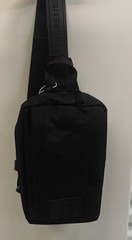 TRUE RELIGION Ivan Black Sling Bag Canvas Faux Leather Luxury BRAND-NEW w/tags