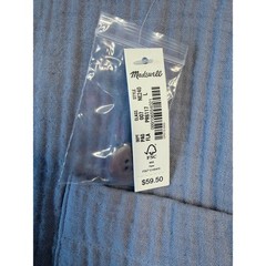 Madewell Muslin Gauze Reversible Button Back Top NE240 Blue Grey Womens L NWT