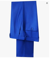 Men’s Suit Dress Pants Slim Fit LARGE Blue Groomsmen Wedding Pant Waist Flat