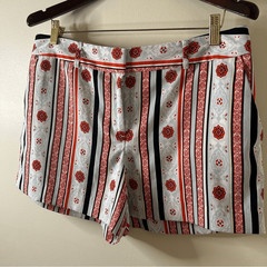 LOFT Light Blue Red Vertical Stripe Chino Shorts 10 Retro Chic Preppy Artsy