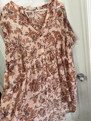 Torrid Lexie Blouse Babydoll Chiffon Tunic Floral Hi Lo Semi Sheer Size 5