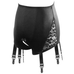 USA Lace Satin Crotchless Garter Panty With 6 Straps Suspender Belt F Stockings