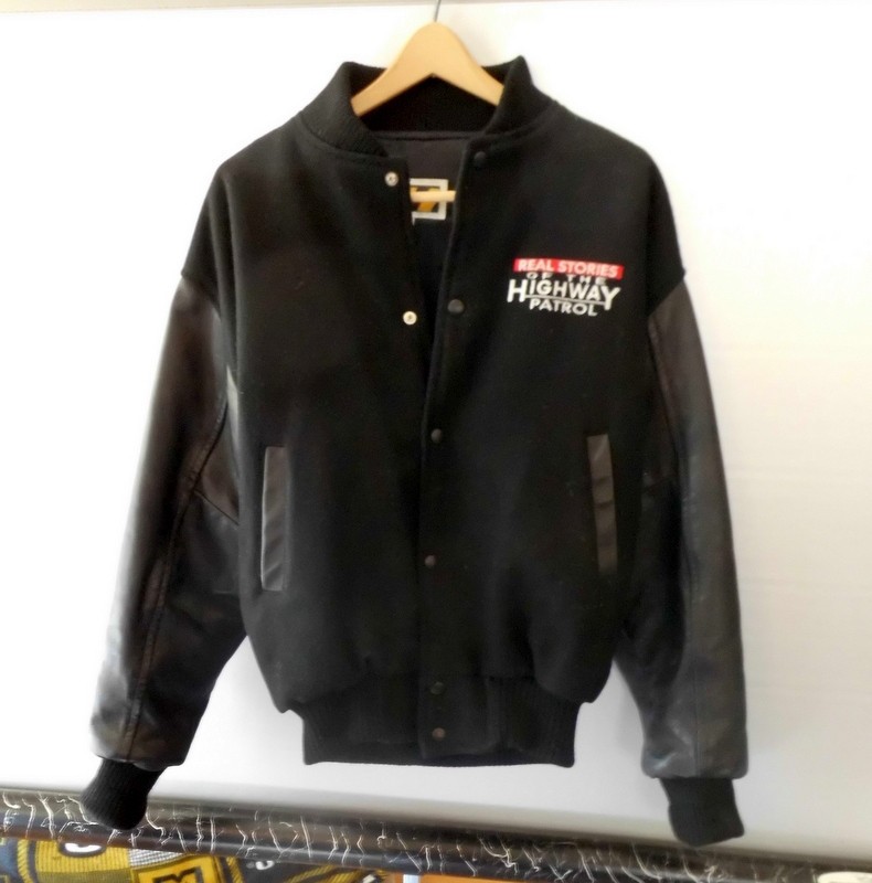 leather/wool bomber jacket REAL STORIES O.T. HIGHWAY PATROL (TV Memorabila)