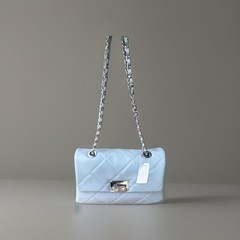 ALDO Light Blue Quilted Shoulder Bag, Chain Strap, Turn Lock, Pockets