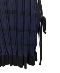 Ameri Women’s Navy Short Knit Top Sleeveless Cotton Nylon U-Shaped Hem