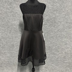 City Studio Dress Juniors 7 Black Crochet Fit & Flare Sleeveless Party Cocktail