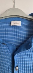 Brioni Men’s Blue Knit Polo Shirt Size 54 Made in Italy Luxury Designer