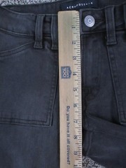 Aeropostale Jeans Womens 000 Black Mid Rise Kick Crop Raw Hem Flap Pockets 24×23