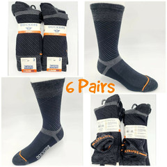 DOCKERS Ultimate Mens 6 Pairs Temperature Management Black Crew Socks Size 6-12