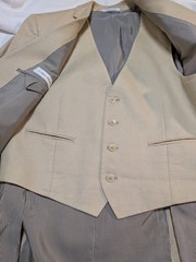 Calvin Klein Men’s 38L 100% Linen Suit Jacket & Vest Set Beige Lightweight
