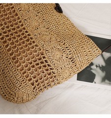 New Fashion Large Capacity Shoulder Tote Straw Bag Hollow Flower Woven Beach