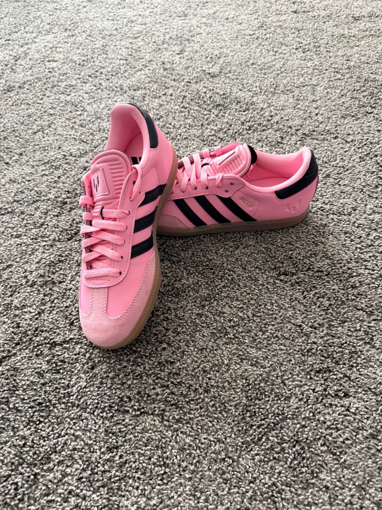 adidas Lionel Messi x Samba Light Pink Black Sneakers – Size 5.5Y/6.5W – JP844